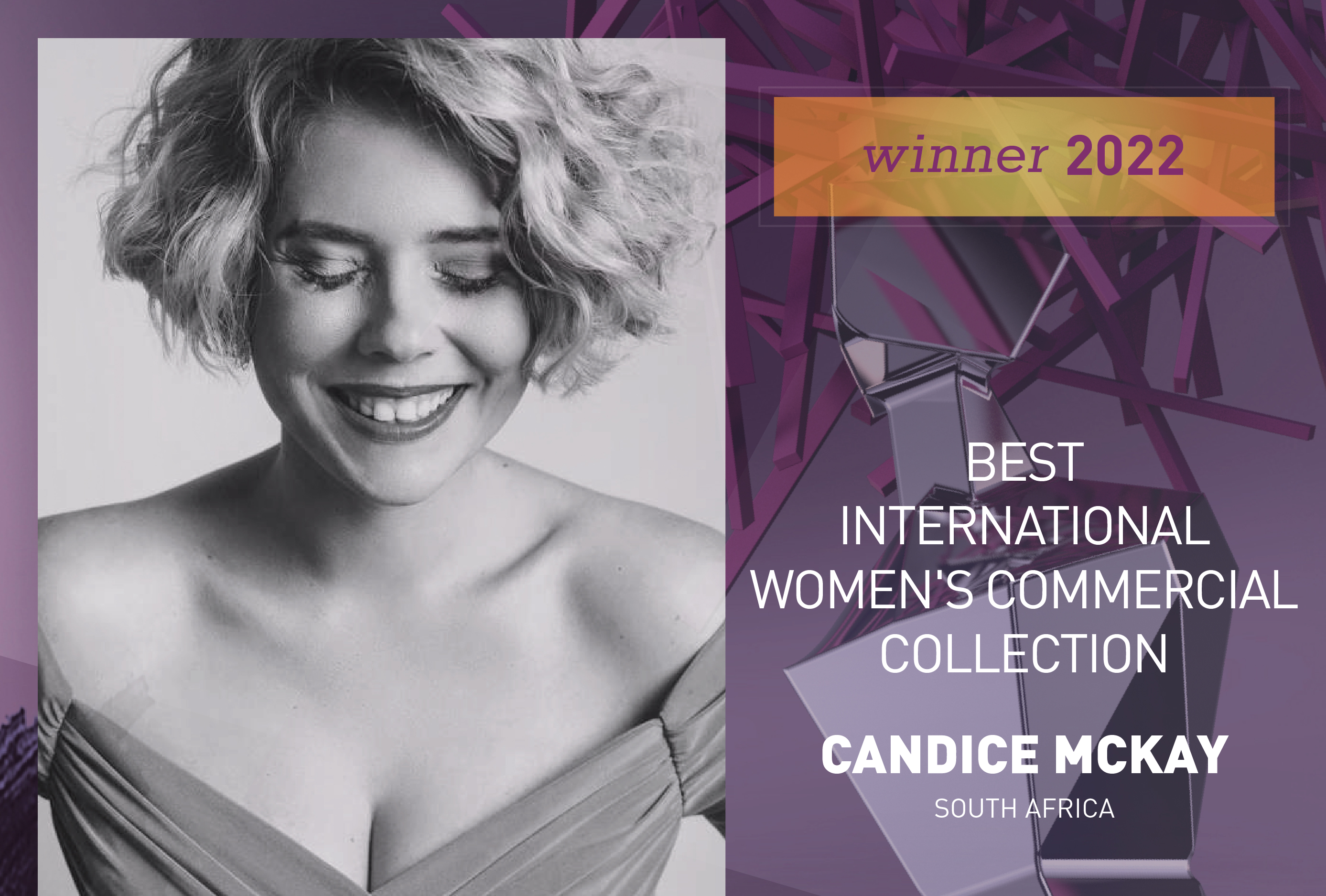 Candice McKay, winner of Best International Women’s Commercial Collection at the 2022 International Hairdressing Awards
